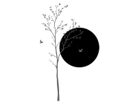 Wandtattoo Schmaler Baum mit Sonne Motivansicht