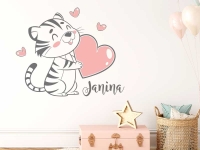 Wandtattoo Herziger Tiger mit Wunschname