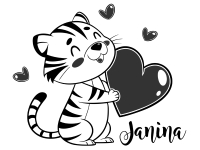Wandtattoo Herziger Tiger mit Wunschname Motivansicht