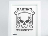 Wandtattoo Türschild Werkstatt mit Name