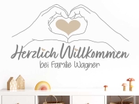 Wandtattoo Herzliches Willkommen mit Wunschname