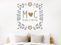 Wandtattoo Monogramm mit Hochzeitsnamen