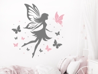 Wandtattoo Fee mit Schmetterlingen