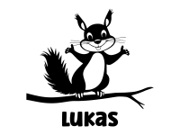 Wandtattoo Freches Eichhörnchen mit Wunschname Motivansicht