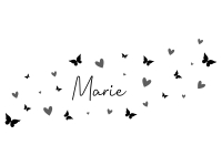 Wandtattoo Wunschname mit Herzen und Schmetterlingen Motivansicht