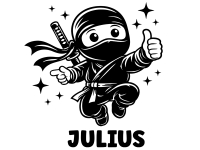 Wandtattoo Kleiner Ninja mit Wunschname Motivansicht