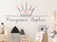 Wandtattoo Prinzessinnenkrone mit Name