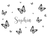 Wandtattoo Schmetterlinge Set mit Wunschname Motivansicht