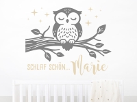 Wandtattoo Schlaf schön Eule mit Name
