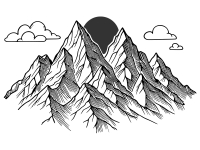 Wandtattoo Moderne Berglandschaft mit Sonne Motivansicht