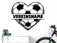 Wandtattoo Fußball Herz mit Name