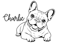 Wandtattoo Frenchie mit Wunschname Motivansicht