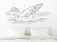 Wandtattoo Wal im Meer mit Möwen