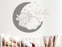 Wandtattoo Schlafendes Kälbchen mit Name