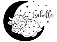 Wandtattoo Schlafendes Kälbchen mit Name Motivansicht