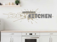 Wandtattoo Crazy Kitchen mit Wunschname
