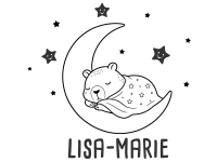 Wandtattoo Capybara im Mond mit Name Motivansicht