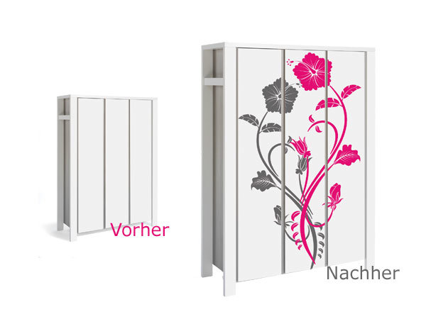 Schrank mit Wandtattoo Ornament Hibiskus