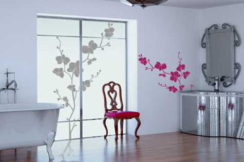 Wandtattoo Orchidee als Fensterdeko im Bad Wandtattoo Orchidee als Fensterdeko im Bad