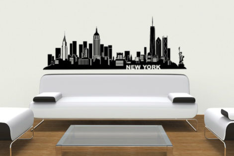 new-york-skyline-freedom-tower-wandtattoo Skyline von New York als Wandtattoo mit dem Freedom Tower