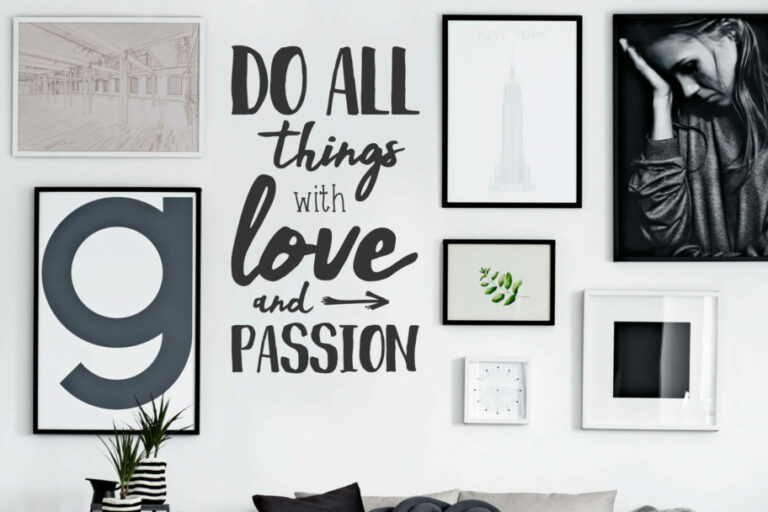 Wandtattoo Handschrift für die Wände Do all things with love Do all things with love and passion Handschrift Wandtattoo