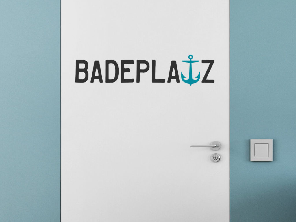 Wandtattoo auf Tür Badeplatz mit Anker