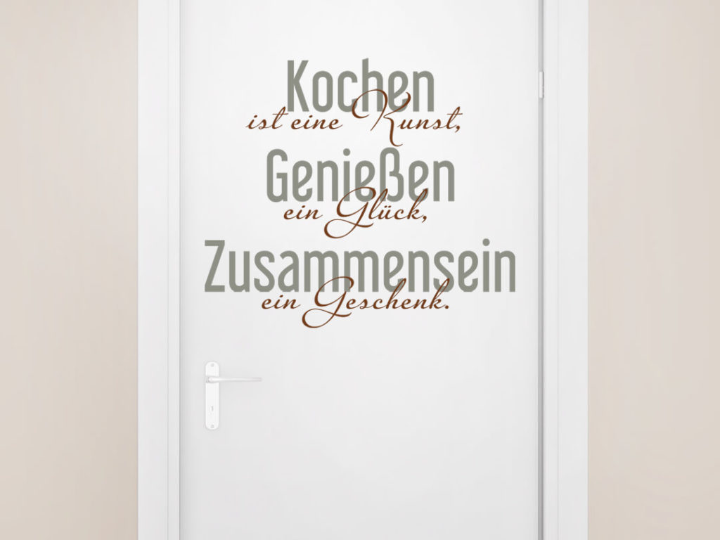 Wandtattoo Küchentür Kochen ist eine Kunst