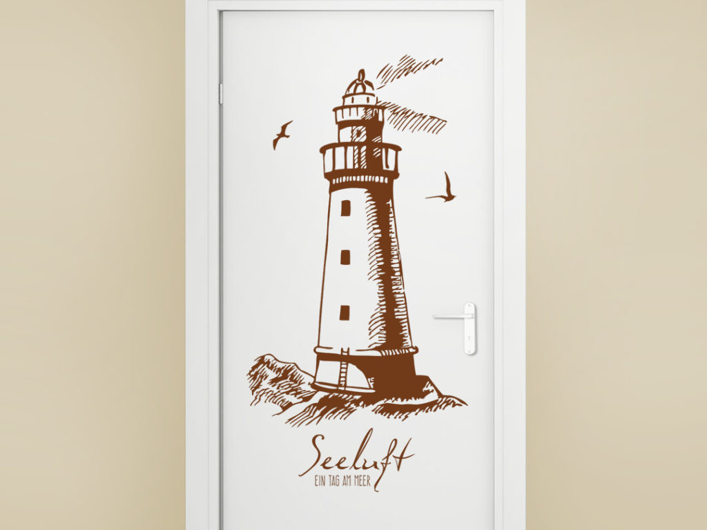 Wandtattoo Leuchtturm auf Tür