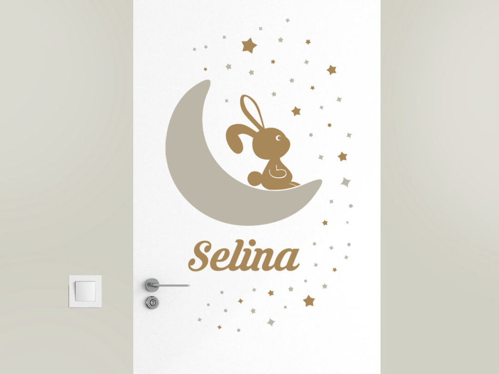 Wandtattoo Mondhase auf einer Tür