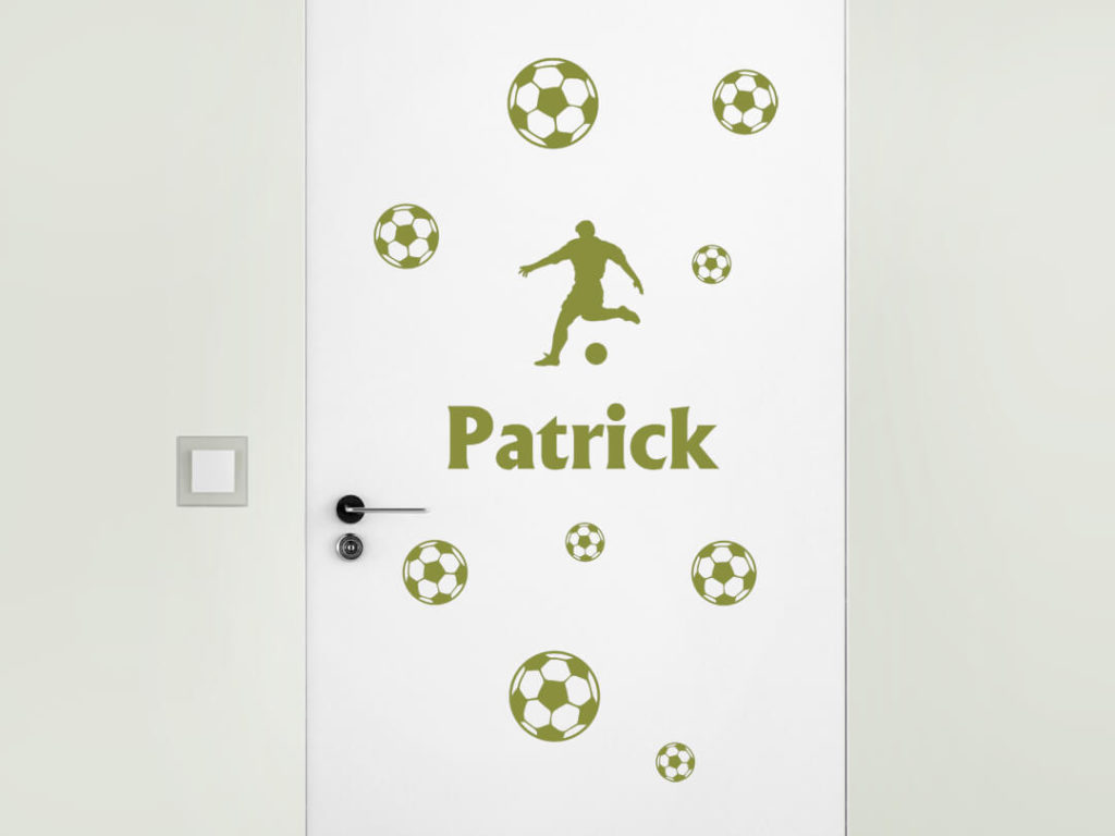 Wandtattoo Tür Fußballer mit Name