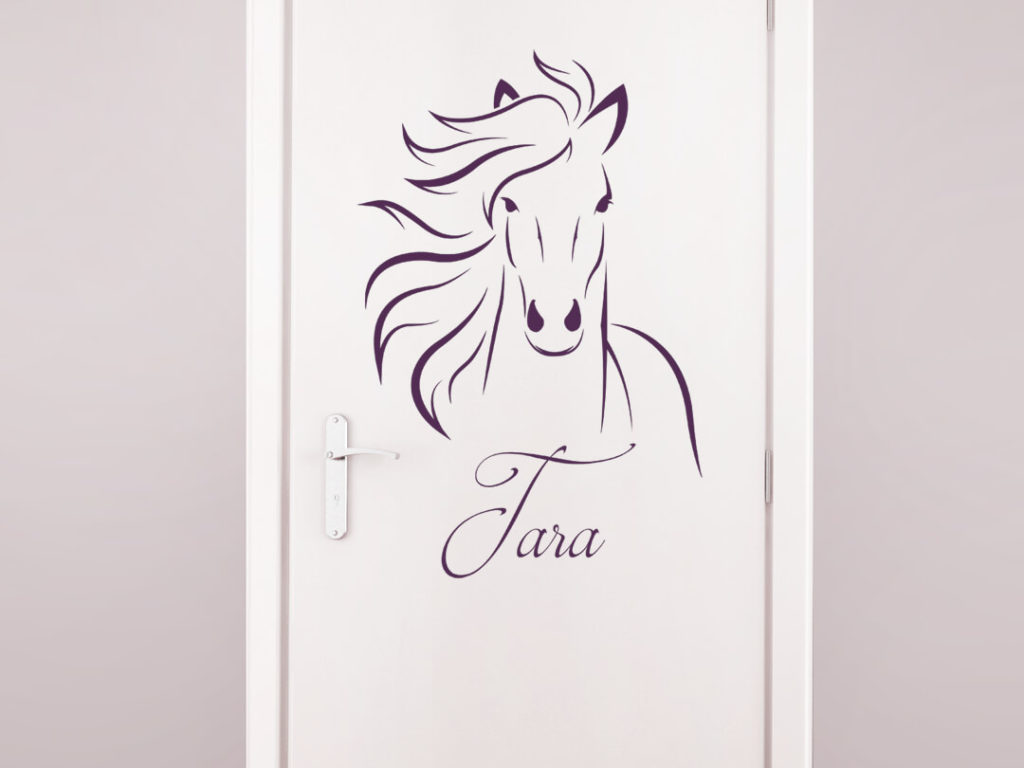 Wandtattoo Pferd mit Name als Türtattoo