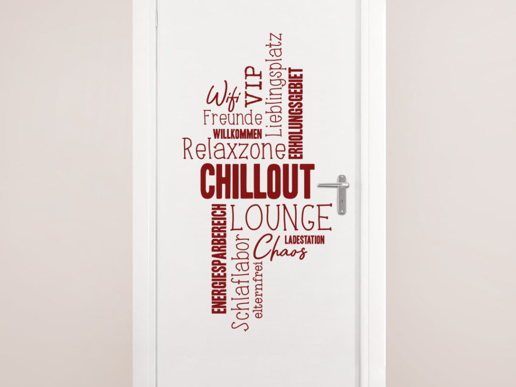 Wandtattoo Tür Chillout Lounge Wortwolke
