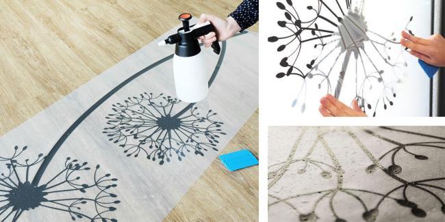 Wandtattoo per Nassverklebung auf Glas anbringen