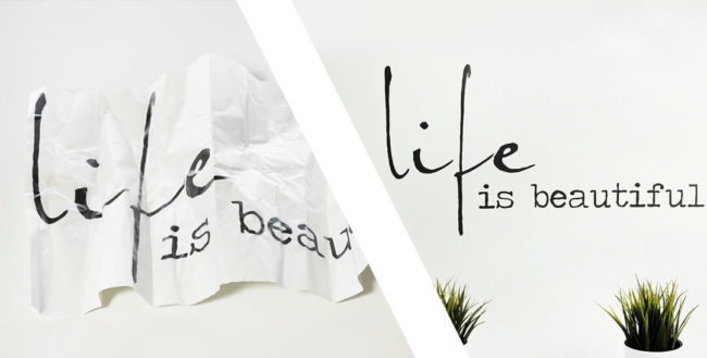 Zerknittertes geknicktes Wandtattoo retten